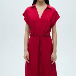 MANGO Shirt Midi Dress with Braid Tie-Up image 4