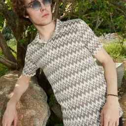 Campus Sutra White Regular Fit Self Pattern Polo T-Shirt-picture-28