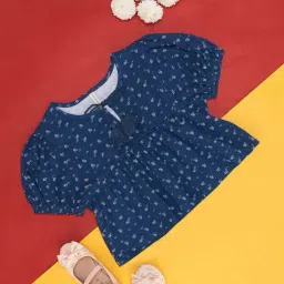Pantaloons Junior Teal Blue Cotton Printed Top-image-6