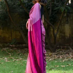 Suta Pink Plain Saree Without Blouse image 3