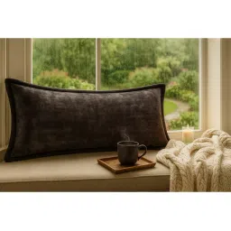 THROW PILLOW Elegance Solid Dark Grey Flanged Cushion Cover image 4