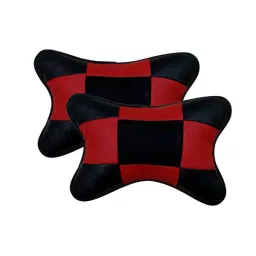 Auto Pearl Black and Red Designer Car Neck Rest Pillow Compatible for I20 Type 2-image-21