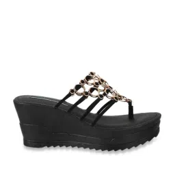 Catwalk Women's Black Thong Wedges-picture-23