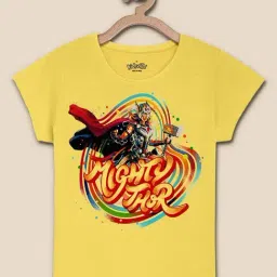 Kidsville Yellow Cotton Printed Thor T-Shirt-image-33