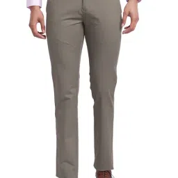 Park Avenue Light Olive Super Slim Fit Flat Front Trousers-image-43