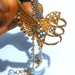 HANDBAG COLLECTION Women Set of 2 Big butterfly hair clutcher with t-shape Claw Clip image 5