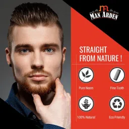 Man Arden Natural Kacchi Neem Wood Hair Comb For Healthy Scalp image 5