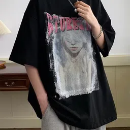 HERE&NOW Men Photographic Printed Round Neck Cotton Oversized T-shirt-picture-37