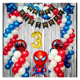 Bubble Trouble 3rd Happy Birthday Decoration Items Spiderman Theme Combo Pack of 51 Pcs for  Kids SpidermanTheme Birthday Party Decorations, Spider Balloons For Birthday Decorations-picture-25