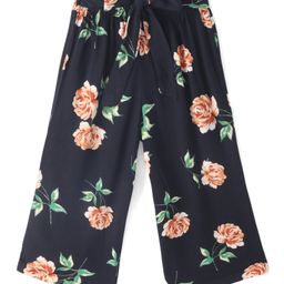 CrayonFlakes Floral Printed Belted Palazzo - Black-picture-19