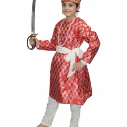 Kaku Fancy Dresses Full Sleeves Paisley Motifs Printed Historical Character Costume Set - Red-picture-20