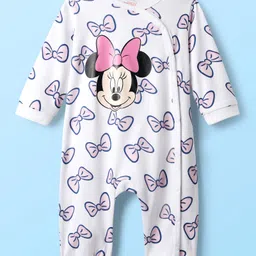 Babyhug Disney Full Sleeves Romper with Minniw Mouse Graphics - White-picture-12