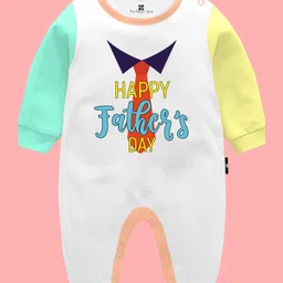 The Peppy Tend 100% Cotton Fathers Day Theme Full Sleeves Happy Fathers Day Text Printed Romper - Multi Colour-picture-27