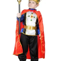 BookMyCostume Halloween Theme Full Sleeves Fairytale Prince Charming Costume With King Scepter - Red Blue & Black-picture-16