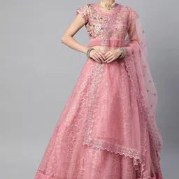 ETHNIC PLUS Embroidered Semi-Stitched Lehenga & Unstitched Blouse With Dupatta-picture-40