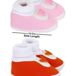 NESKA MODA Kids-Unisex Orange Cotton Booties image 4