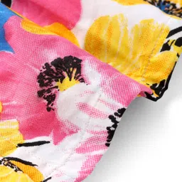 Babyhug Cambric Woven Sleeveless Halter Neck Frock With Floral Print - Multicolor image 3