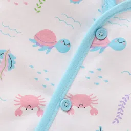 Child World Interlock Knit Half Sleeves Jhablas With Sea Life Theme - Turquoise image 3