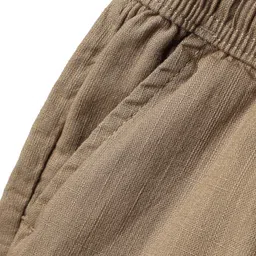 Pine Kids Cotton Woven Above Knee Length Solid Coloured Shorts-Brown image 3