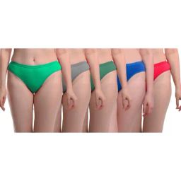 AROUSY Blue & Green Cotton Bikini Panties - Pack Of 5-picture-0