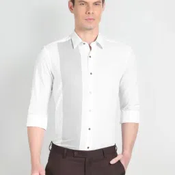 arrow new york Arrow Newyork White Cotton Slim Fit Striped Shirt-picture-22