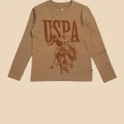 U.S. Polo Assn. Boys Brown Cotton Printed T-Shirt image 5