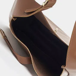 Styli Brown Solid Hobo Shoulder Handbag image 5