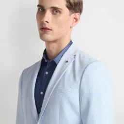 Arrow Blue Slim Fit Texture Blazer image 5