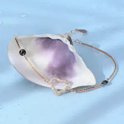 Touch925 Pure Silver Charm Rose Gold Heart Bracelet-image-34