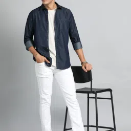 Bushirt Dark Blue Regular Fit Denim Shirt image 5