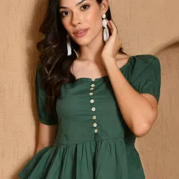 KALINI Short Sleeves Cotton Peplum Top-picture-33