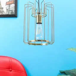 Tayhaa Vertical Cage Pendant Lamp in Golden-picture-16
