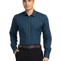 Park Avenue Blue Slim Fit Striped Shirt-picture-22