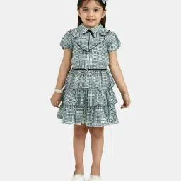 Peppermint Kids Green & Black Printed Dress-image-40