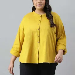 W Lemon Yellow Cotton Regular Fit Shirt-picture-24