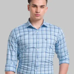 Park Avenue Blue Slim Fit Checks Shirt-picture-35