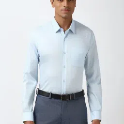 Peter England Blue Cotton Slim Fit Printed Shirt-picture-18