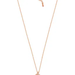 Peora Rose Gold-Plated CZ -Studded & Pearls Beaded Butterfly Shaped Pendant With Chain image 1