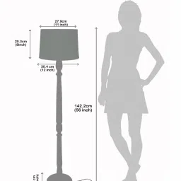 Homesake Rustic Walnut Wood Floor Lamp with Grey Fabric Shade for Living Room & Bedroom image 5