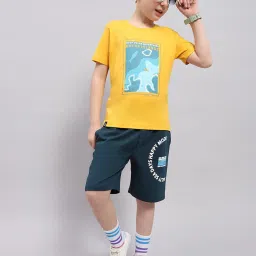 Monte Carlo Kids Aqua Blue & Yellow Printed T-Shirt (Pack Of 2) image 5