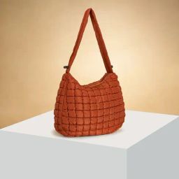 Forever Glam by Pantaloons Rust Quilted Medium Hobo Handbag-picture-9