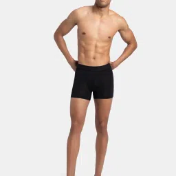 Jockey Life Black Microfibre Regular Fit Solid Trunks image 5