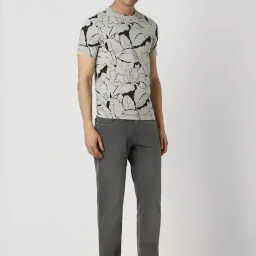 Van Heusen Grey Cotton Slim Fit Printed T-Shirt image 5
