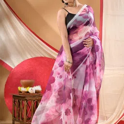 DESH BIDESH Floral Printed Organza Saree image 4