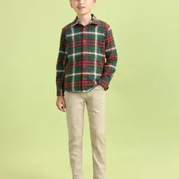 U.S. Polo Assn. Boys Green Cotton Chequered Shirt image 3