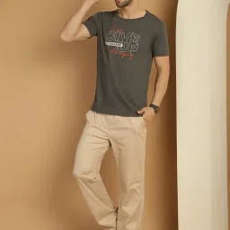 Vimal Jonney Dark Grey Regular Fit Printed Crew T-Shirt image 5