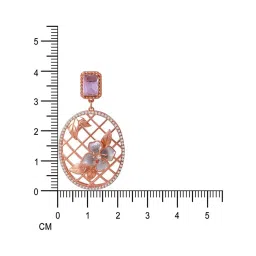 Rihi by P.C. Chandra Jewellers 92.5 Sterling Silver Pink Stone Oval Rose Gold Drop Earring image 5