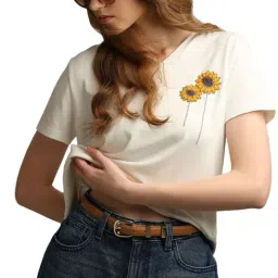 Vero Moda White Cotton Embroidered T-Shirt-image-41