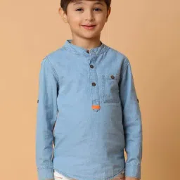 Tales & Stories Kids Blue Cotton Regular Fit Full Sleeves Shirt-picture-37