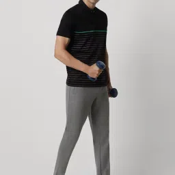 Van Heusen Black Regular Fit Striped Polo T-Shirt image 5